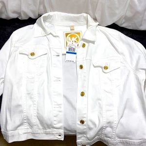 Micheal Kors XL white/ gold button jacket
